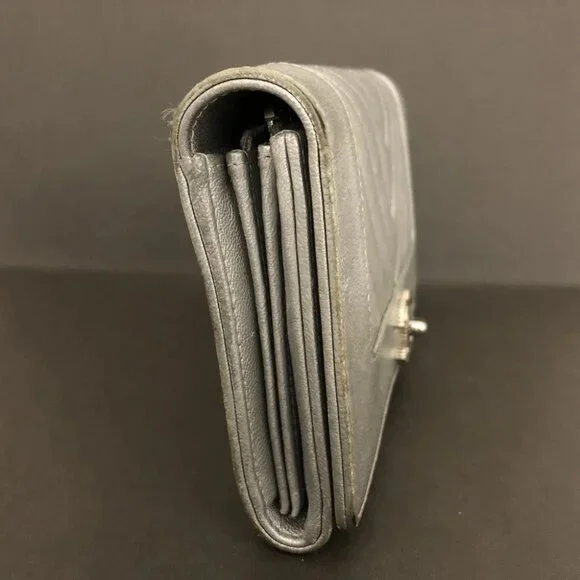 CHANEL Mademoiselle CC Logo Leather Long Bifold Wallet Silver/2BJ1823 - Picture 2 of 8